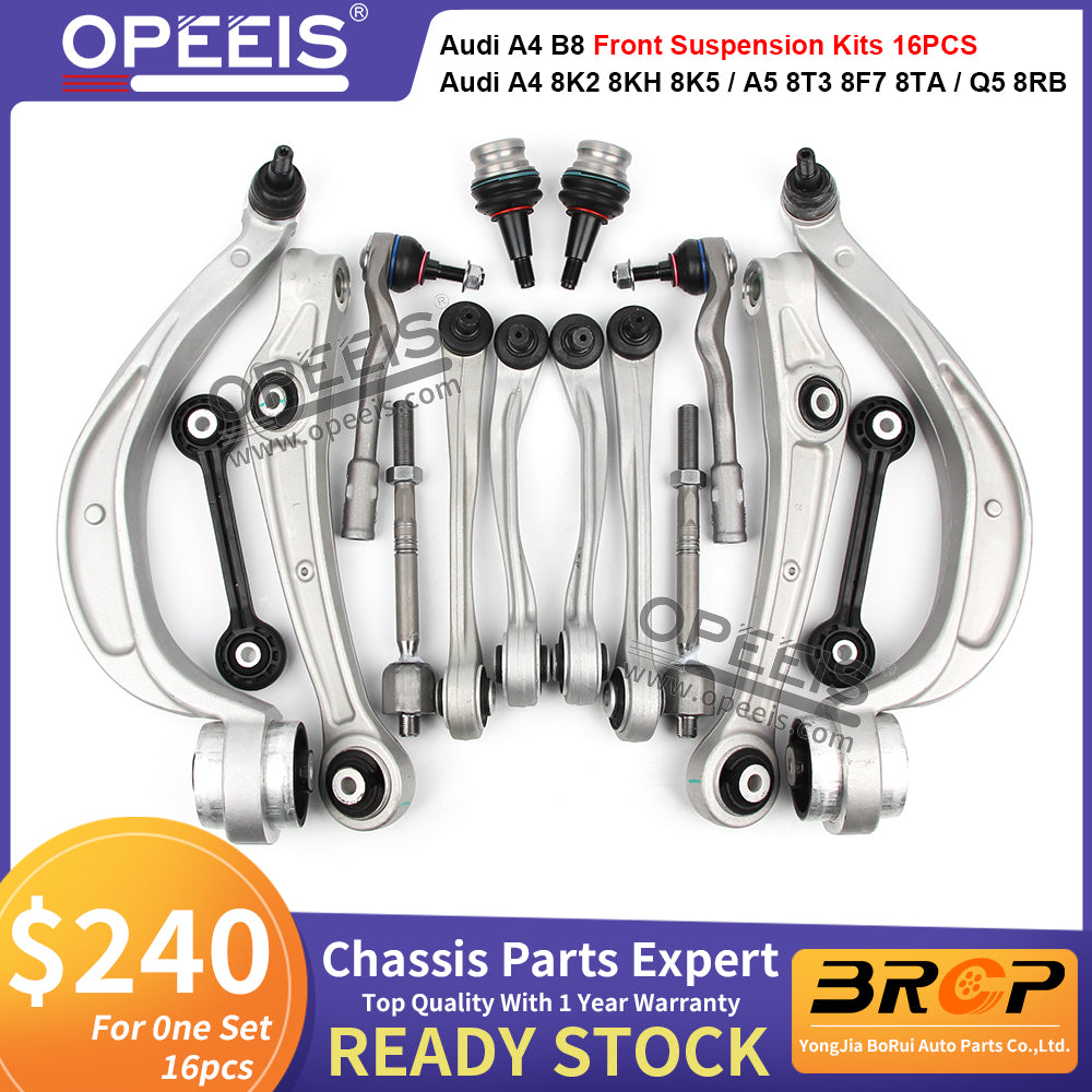 For Audi A4 B8 8K2 8K5 8KH A5 8T3 8F7 8TA Q5 8RB Front Suspension Control Arm Ball Joint Stabilizer Link Tie Rod Kits