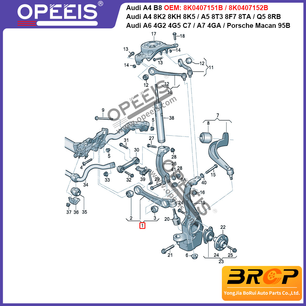 For Audi A4 B8 8K2 8K5 8KH A5 8T3 8F7 8TA A6 4G2 4G5 C7 A7 4GA Q5 8RB Porsche Macan 95B Front Lower Suspension Straight Control Arm