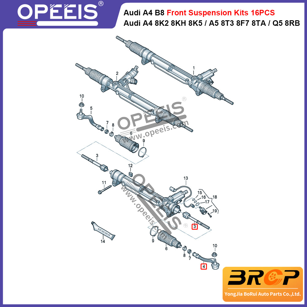 For Audi A4 B8 8K2 8K5 8KH A5 8T3 8F7 8TA Q5 8RB Front Suspension Control Arm Ball Joint Stabilizer Link Tie Rod Kits